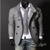 New Fashion Men's Luxury Style Slim Casual Double-Button Jacket Coat Overcoat Man Outerwear Black Gray Size M-4XL Y002293m