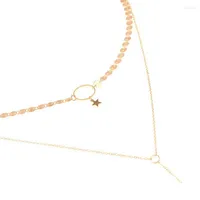 Choker Star Gold Sequins Long Tassel Necklace Pendant Accessories For Women Jewelry Double Layer
