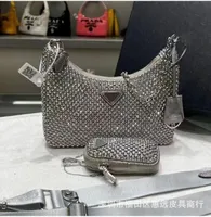 Новые женские дизайнеры 2pcs/set Armpit Diamonds Bag Crossbody Luxurys Кожаные сумки на плечо алмазные сумочки подмышка
