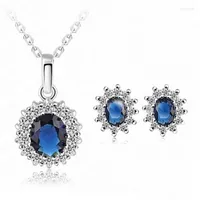 Necklace Earrings Set Arrival European And American Fashion Exquisite Inlaid Crystal Zircon Pendant Female Banquet Jewelry