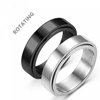 6mm Stainless Steel rotating lovers ring fanshion designer band link clover luxury unisex nail love tennis charm homme men chains for women rings engagement gift