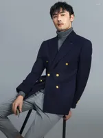 Abiti da donna uomini addensano lana di blazer 2022 autunno a doppio petto a blu profondo blu slim fit da uomo vestito di moda uomo più dimensioni 58