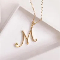 26Pieces Gold Silver Swirl Initial Alphabet Letter Necklace All 26 English A-Z Cursive Luxury Monogram Name Word Pendant Chain Nec226Z