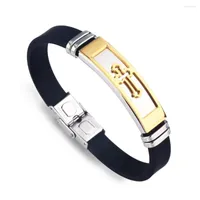 Charm Bracelets 2022 Fashion Jewelry Stainless Steel Cross Silicone Bracelet Vintage Titanium Bangles Cuff Men