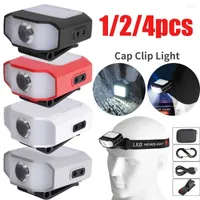 Headlamps COB LED Headlamp 6 Modes Mini Sensor Cap Clip On Light Headlight USB Rechargeable Head Lamp Torch Work