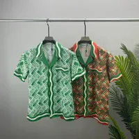 Casual shirts voor heren 24 kleuren 2022 CASA Spring zomer Japanse golfprint contrast Super hoge kwaliteit satijnen shirt met korte mouwen