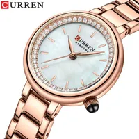 Wristwatches CURREN Luxury Women's Quartz Stainless Steel Watch Fashion Thin Shiny Dial Rose Ladies