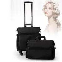 Suitcases Fashion Large Makeup Trolley Suitcase Nails Cosmetic Toolbox Women Beauty Tattoo Box Rolling Luggage On Wheels