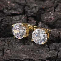 Mens Hip Hop Stud Earrings Jewelry High Quality Fashion Round Gold Silver Simulated Diamond Earring For Men3151