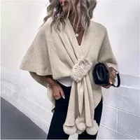 Dames sjaal cape jas onregelmatige kinting mantel trui vrouwen losse pullovers herfst winter oversized warme pancho femme gc1673