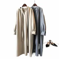 casual Dresses Brand Spring Autumn Long Women Trench Coat Belted Khaki Dress Loose Lady Outerwear Fashion o43N#