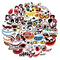 50pcs Expressions Sticking Decorating Stickers Kit Halloween Crafts for Kids-Faça seu próprio Jack-O-Lantern Decals Decals Decorações de festa