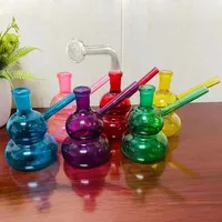 Hookahs Glass Oil Burner Bong Colorful Hand Bubbler Smoking Water Pipe with Downstem Oil Pot recycler Dab Rig Ash Catcher Bong Cheapest