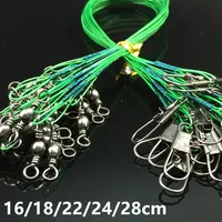 100pcs lot 5 Sizes Mixed 16 18 22 24 28cm Anti-bite Steel Wire Fishing Lines Stainless Snaps & Swivels Pesca Tackle Accessories E-289T