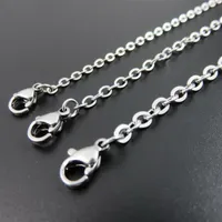 on 100pcs Lot whole stainless steel silver Tone 1 5mm 2mm 2 3mm Strong flat oval chain necklace women jewelry 18 inch -28310h