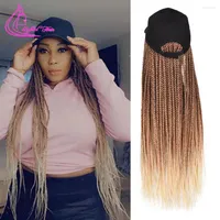 Synthetic Wigs Baseball Cap Wig With Box Braids Hair 24inch Long Braiding Black White Hat Adjustable Mblonde