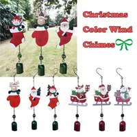 Decorazioni natalizie 3pc Colore in legno Cuci di vento Ornamenti dell'albero Babbo Natale Snowman Elk Snowman Decorazione Bell Finestra