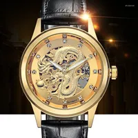 Wristwatches WLISTH Luxury Golden Dragon Leather Men Mechanical Watch Automatic Skeleton Luminous Waterproof Men's Reloj Hombre