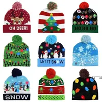 BeanieSkull Caps LED Christmas Hat Sweater Knitted Beanie Light Up Gift for Kids Xmas Year Decorations JNB16007