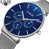 Wristwatches LIGE Mens Watches Top Men Casual Fashion All Steel Quartz Watch Sports Waterproof Hour Relogio Masculino