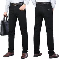 men's Jeans 2022 Autumn Winter Business Men Loose Thick Soft Denim Pants Trousers Solid Color Work For Men1 92F7#
