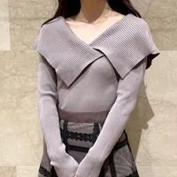 Women's Sweaters Solid Fashion Designed Chic Knitted Pullovers 2022 Turn-down Collar Fall Sweater Women Elegant Autumn Slim Jumpers Woman