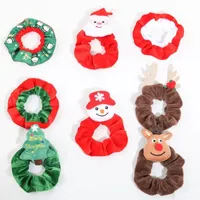 Velvet Christmas Hair Scrunchies for Girls Women New Soft Colorful santa elk tree Elastic Hair Rings Accessories
