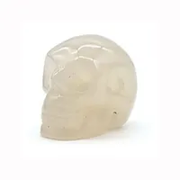 23mm Natural White Agate Stone Hand Carved Crystal Gemstone Human Skull Head Carving Sculpture