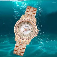 Wristwatches Women'S Quartz Watch Bracelet Girls Wrist Timepiece Waterproof Studded Diamond Watches Woman Luxury Rose Gold Iced Out Clock