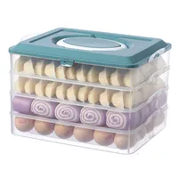 Foods Storage Bins 4 Layers 24グリッドポータブルdampling整理ボックス冷蔵庫フードフレッシュコンテナホルダー組織キッチンアクセサリー