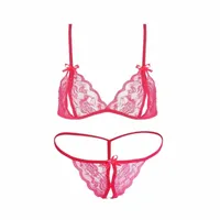 bras Sets Bombomda Women Sexy Lace Transparent Female Open File Temptation Three-point Lingerie Suit - White 99Cx#