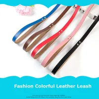 Dog Collars Leather Leash Pet Dogs Leashes 5 Colors Solid Training For Large Medium Small Lead Rope Puppy Supplies