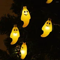 Strings Solar Powered Cute Gost String Lamp voor Halloween -feesten Decoratie 30 LEDS Outdoor Light Hallowmas