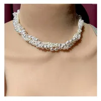 Choker Handmade Weave Irregular Pearl Chain Necklace For Women Wedding Accessories Party Jewelry Boho Bib Beads Collar