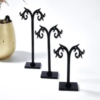 3pcs Set Black Organic Glass Earrings Stud Stand Three-Piece Jewelry Packaging Display Props For Craft Gift DS05284k