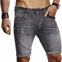 men's Jeans Denim Shorts Sexy Leisure Jean Half Pants Blue Pacthwork Buttons Pocket Summer Casual Demin Short Male Clothing l3c2#