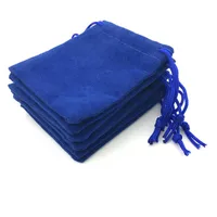 100PCS Lot Velvet Navy blue 5 7cm Jewelery Gift Wedding Bags Brace Strap Pouches Whole Christmas Gift Bag Party Bags275u