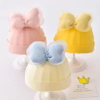 Newborn Infant Baby Hat Contrast Color Cotton Caps Cute Bowknot Children Beanies Boys Girls Hats