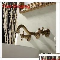 Смесители раковины для ванной комнаты оптом и розничная торговля новым антикварным латунным широко распространенным настенным кран Ba Qa Qy OTS0A