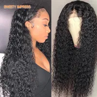 Inch Lace Front Wig Water Wave Human Hair Wigs For Women 13X4 Frontal Curly Full And Thick