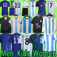 Mężczyzn Kobiet Kid Kit Argentina piłka nożna koszulka z długim rękawem 2022 Dybala Higuain Icardi Messis 2023 Di Maria Football Shirt 23 23 fanowie gracza Wersja treningowa meczowy garnitur treningowy