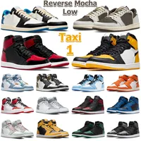 1 Retro Low OG Basketball Shoes Men Women Travis Scotts Reverse Mocha 1s Patent Bred Taxi Stealth University Blue Denim Mens Trainers Outdoor Sports Sneakers