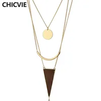 CHICVIE New Arrivals Triangle Wooden Pendant Layers Necklaces Femme Vintage Accessories Necklaces & Pendants For women SNE170027309N