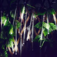 Strängar soco 10 tube 8m 360LEDS Solar Meteor String Lights Outdoor Patio Led Fairy Light for Festival Garden Holiday Party Home Decor