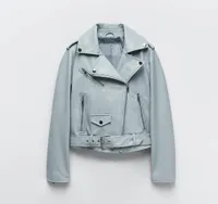 Jackets baratos roupas femininas casacos de jaquetas de jaquetas primavera e outono 2022 cinto ePaulet motocicleta destacável jaqueta de couro