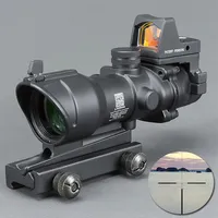 Trijicon ACOG Style 4x32 Scope with Docter Mini Red Dot Light Sensor Black for Hunting 206V