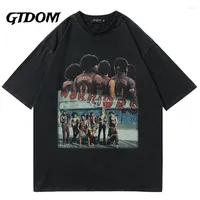 Men's T Shirts GTDOM Men Ins Wash Water Short Sleeve T-Shirt 2022 Spring Worn Out Vintage Hip Hop Oversize Casual O-Neck Sports