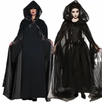 theme Costume Halloween Women Death Hell Witch Devil Vampire Uniform Black Long Dress Party Cosplay Day Of The Dead Opera VDB1061Theme D35X#