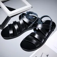 Mens genuine leather sandals men casual sandal men gladiator comfortable soft sole slippers summer man made shoes roman shoe for m247S