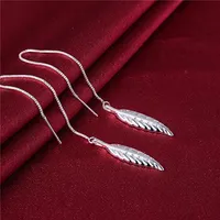 women's sterling silver plated Leaf pendant earrings Dangle & Chandelier GSSE862 fashion 925 silver plate earring gift171E